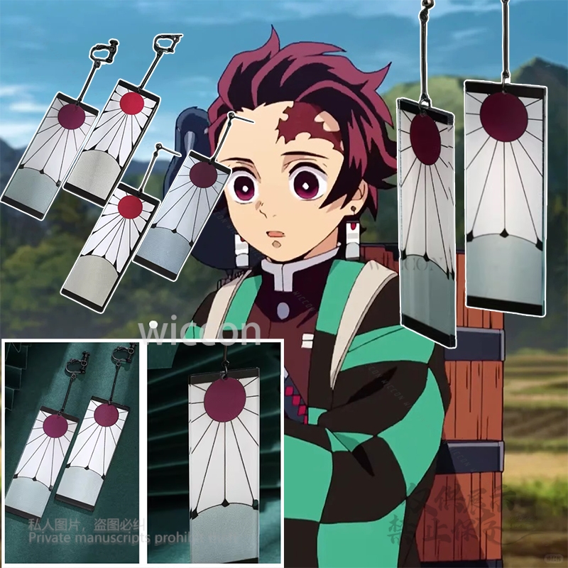 Anime Cosplay Demon Slayer - الاكريليك أقراط الأذن كليب نمط الملحقات